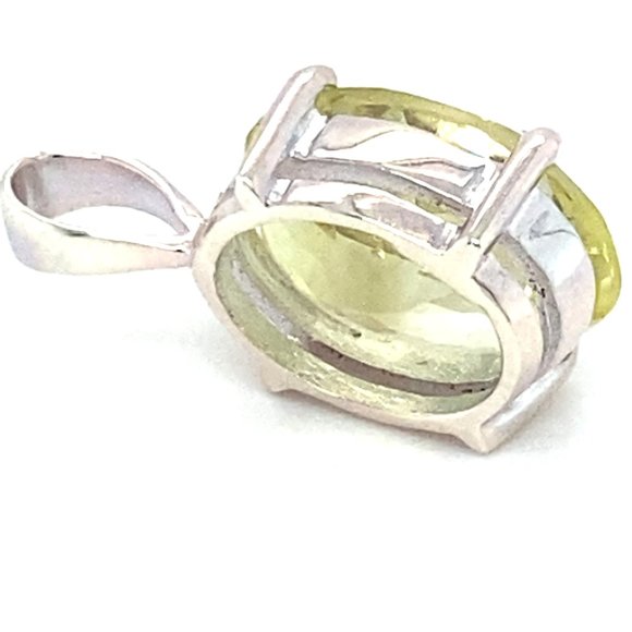 Lemon Quartz 4.20ct Platinum Finish Silver Pendant - Picture 4 of 6